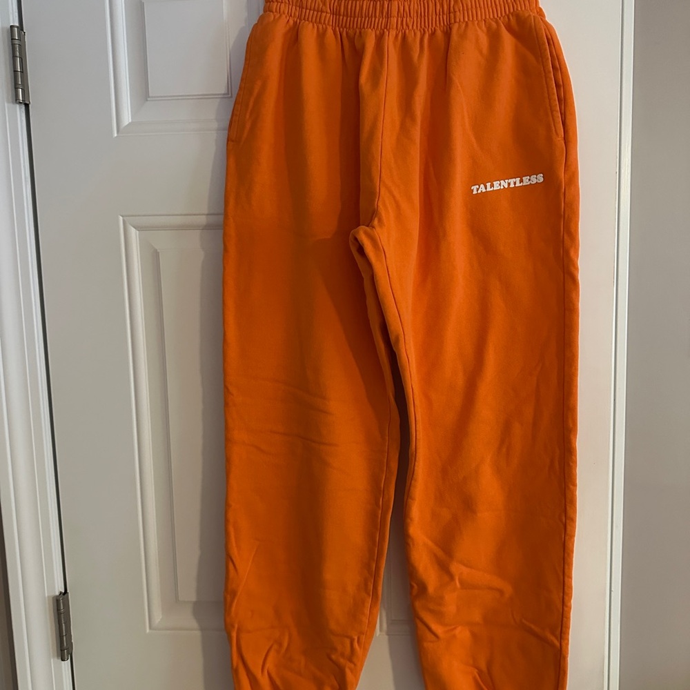 TALENTLESS Orange Fleece Joggers Size Medium